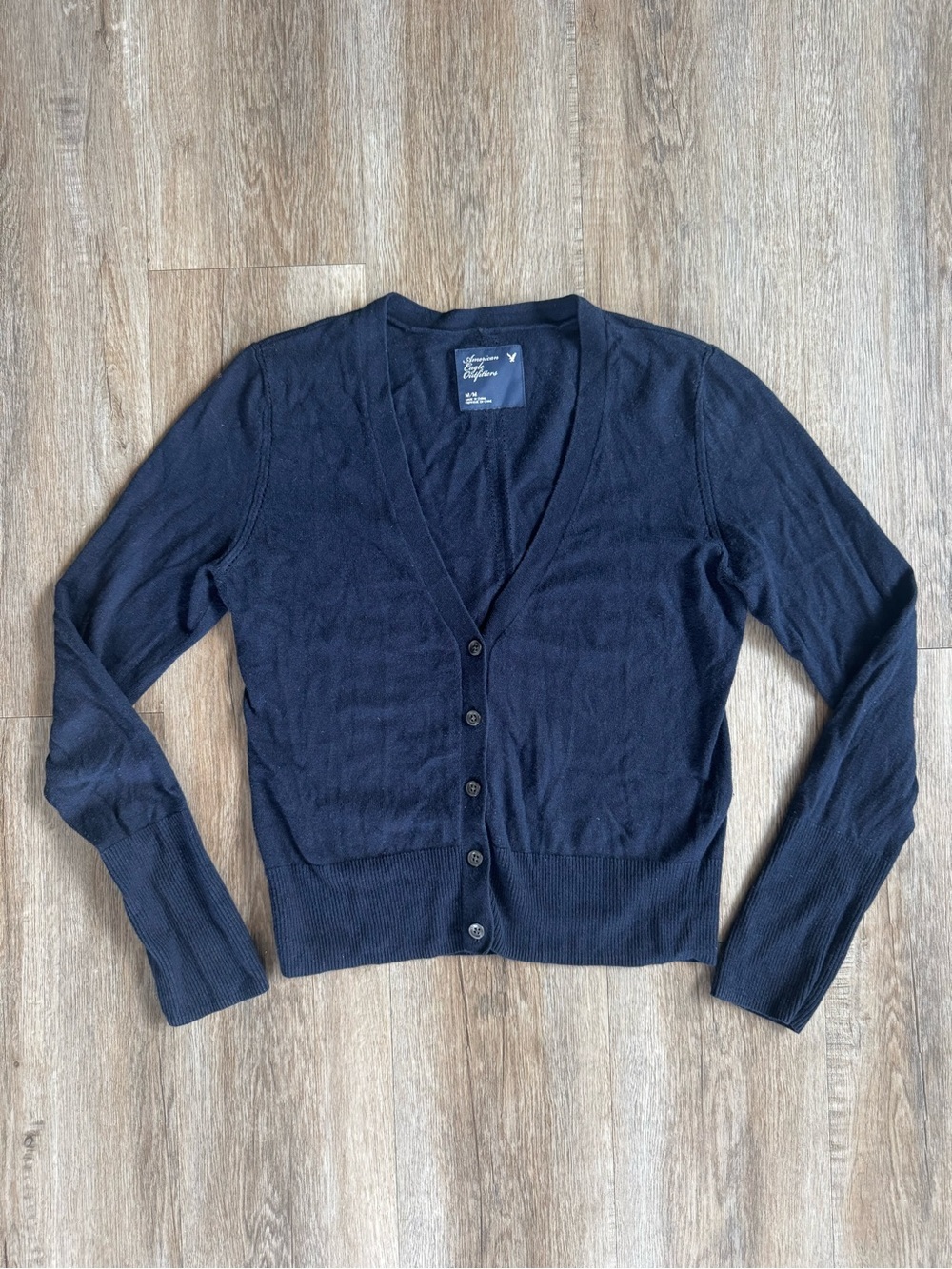 Vintage American Eagle Outfitters Navy V-Neck Button Cardigan